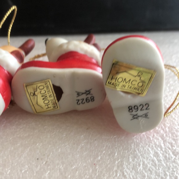 Vintage Homco ceramic Reindeer Christmas ornaments-5pcs - Picture 8 of 9